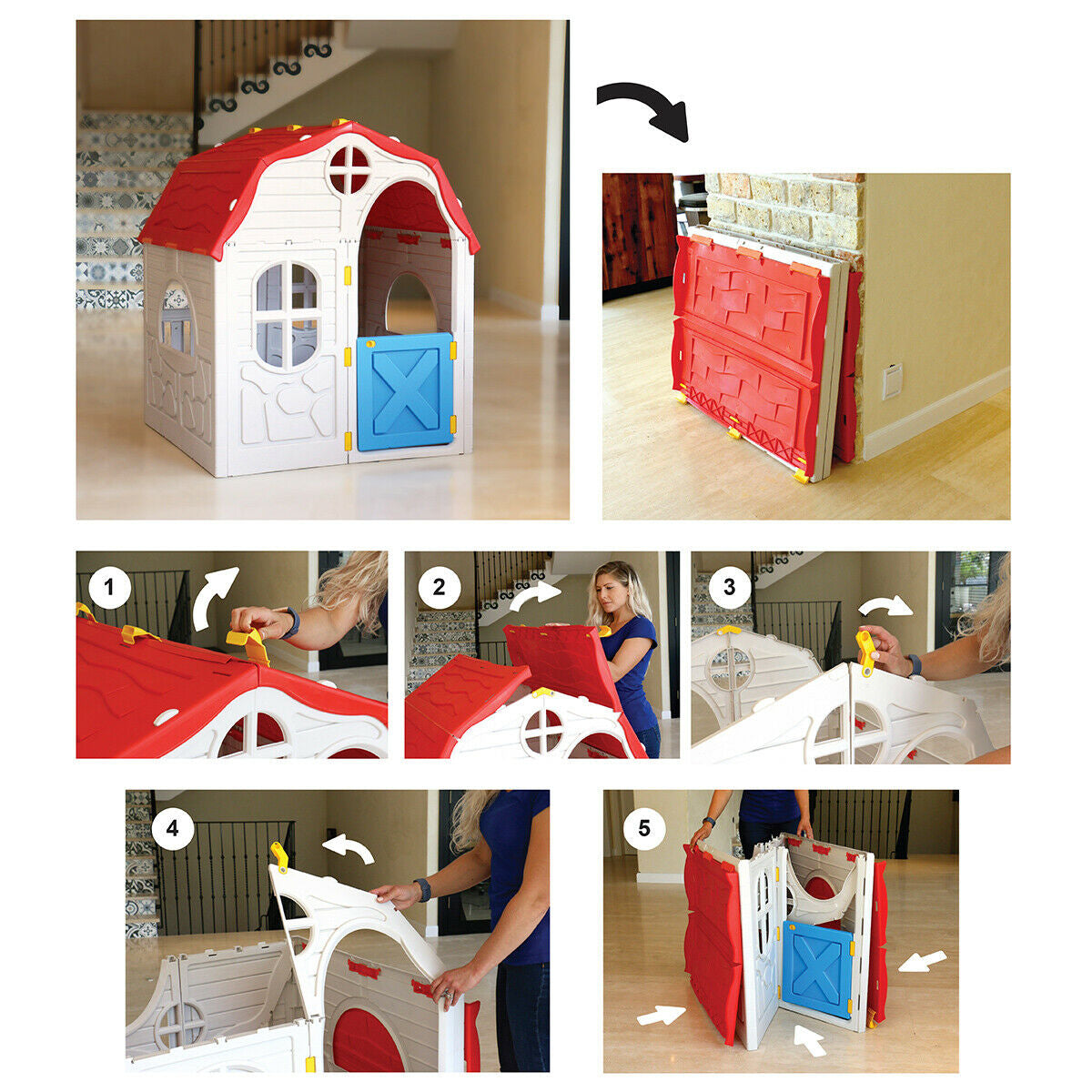 Kids Cottage Playhouse Foldable Plastic Indoor Outdoor Toy Kids Crystal