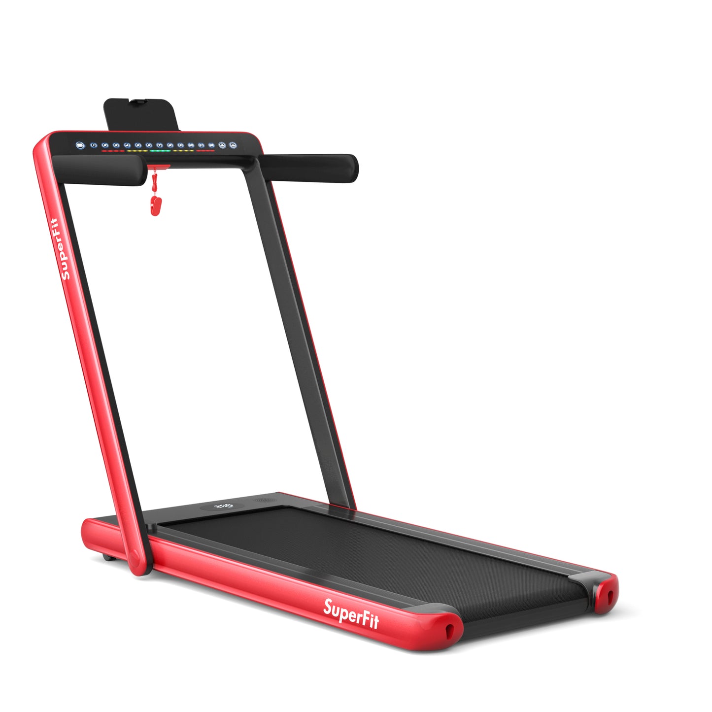 2-in-1 Electric Motorized Health and Fitness Folding Treadmill with Dual Display and Speaker-Red Kids Crystal