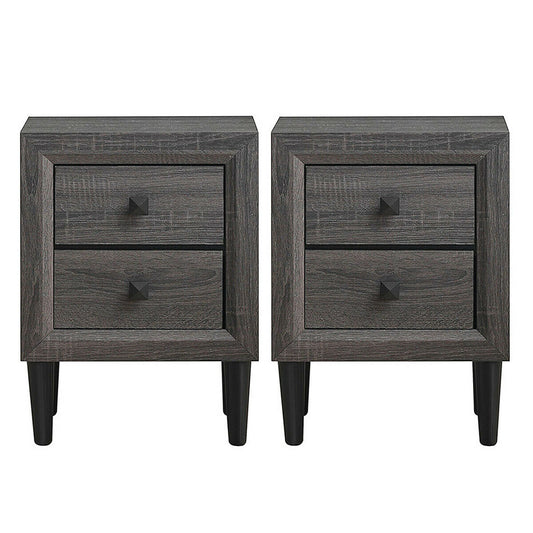 2PCS Nightstand W/2 Drawer Multipurpose Kids Crystal