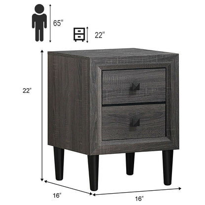 2PCS Nightstand W/2 Drawer Multipurpose