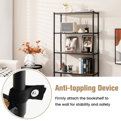 5 Tiers 61 Inch Multi-use Bookshelf with Metal Frame-Black