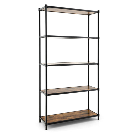 5 Tiers 61 Inch Multi-use Bookshelf with Metal Frame-Black Kids Crystal