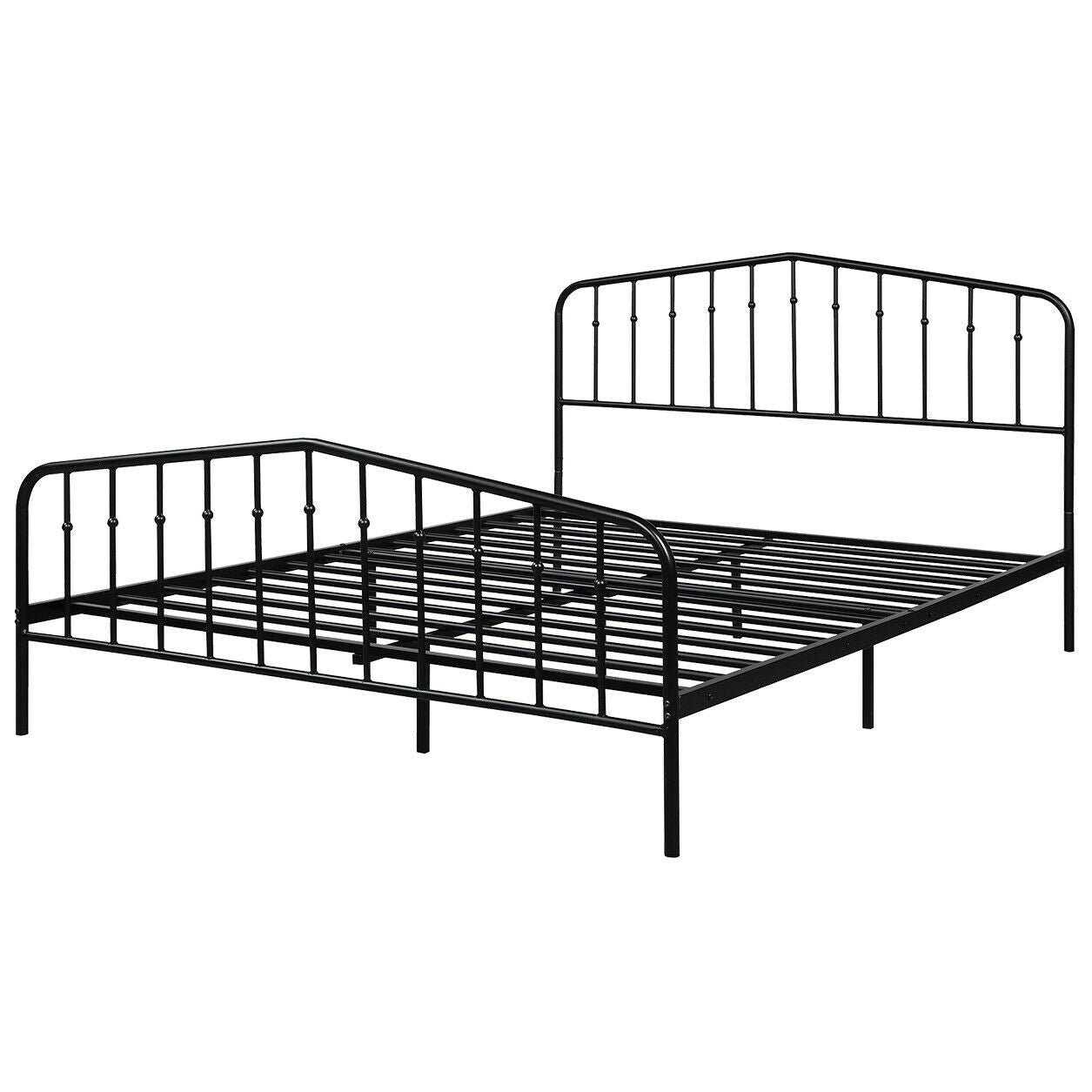 Queen Size Metal Bed Frame Steel Slat Platform Kids Crystal