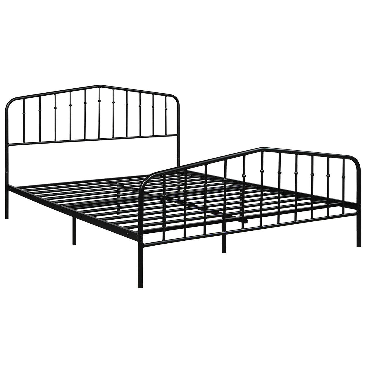 Queen Size Metal Bed Frame Steel Slat Platform Kids Crystal