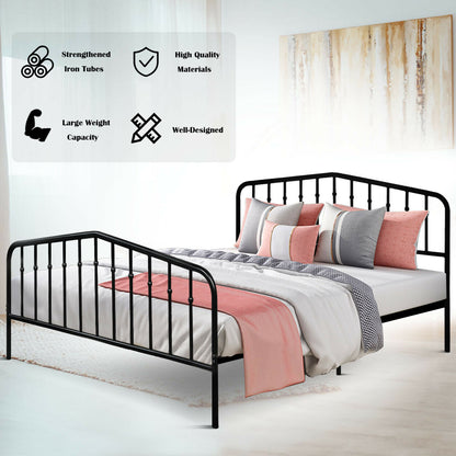 Queen Size Metal Bed Frame Steel Slat Platform