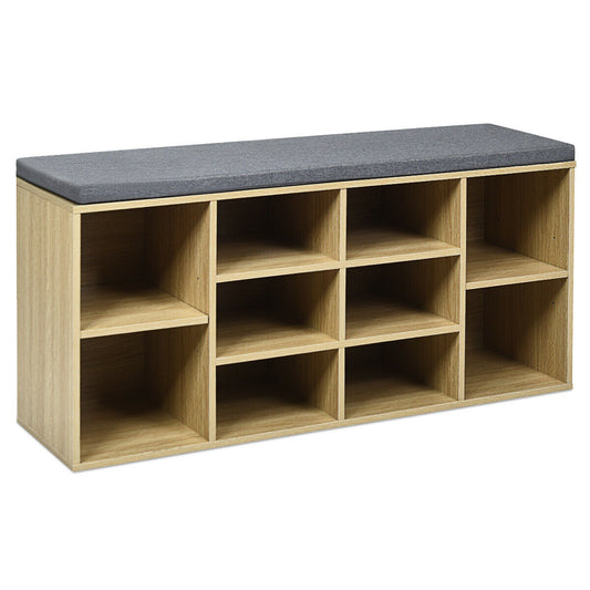 10-Cube Organizer  Entryway Padded Shoe Storage Bench-Beige Kids Crystal