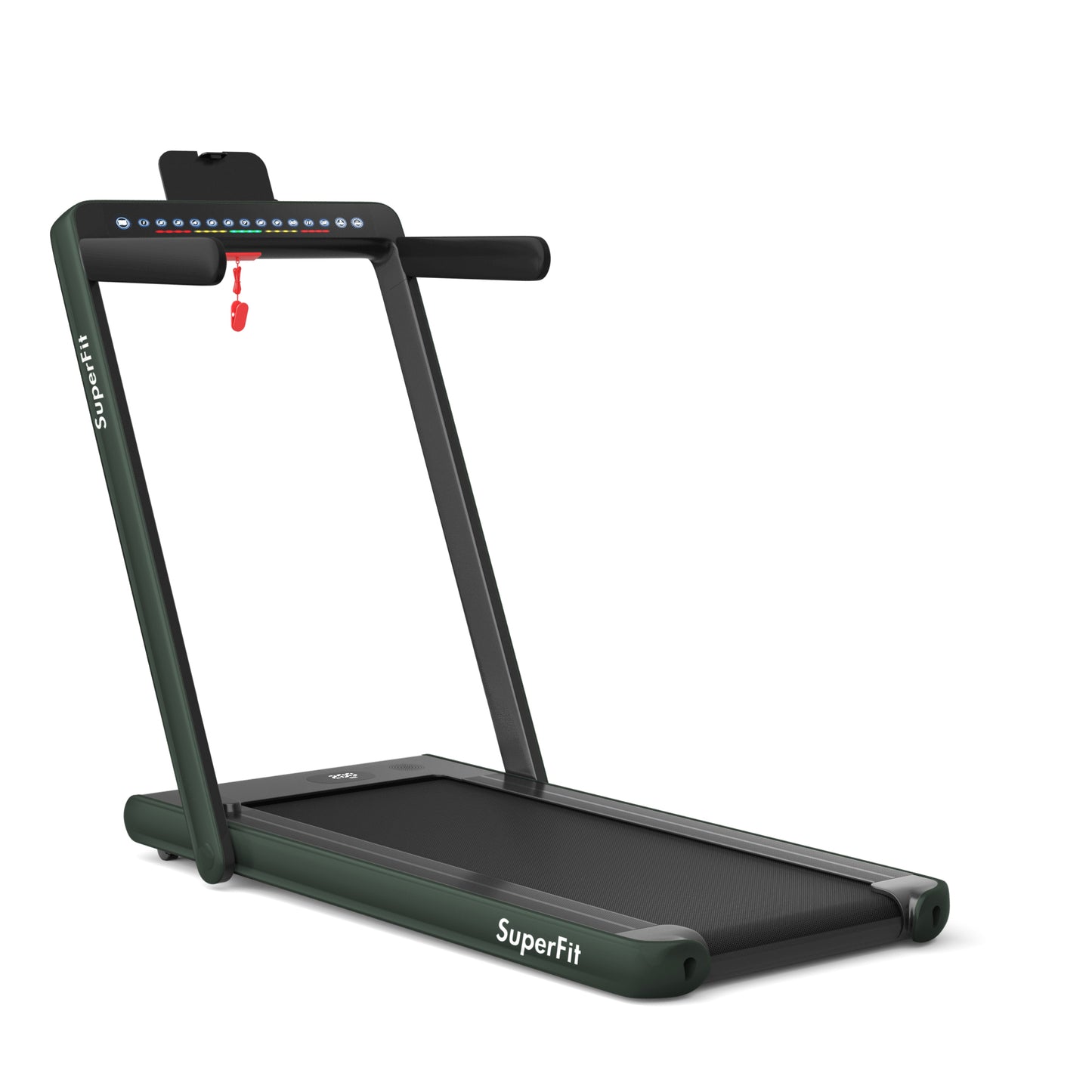 2-in-1 Electric Motorized Health and Fitness Folding Treadmill with Dual Display and Speaker-Green Kids Crystal