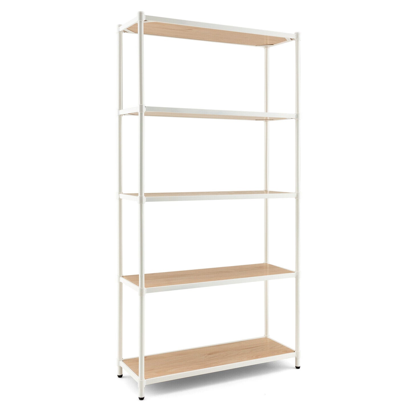 5 Tiers 61 Inch Multi-use Bookshelf with Metal Frame-White Kids Crystal