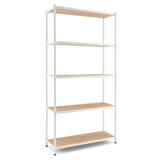 5 Tiers 61 Inch Multi-use Bookshelf with Metal Frame-White Kids Crystal