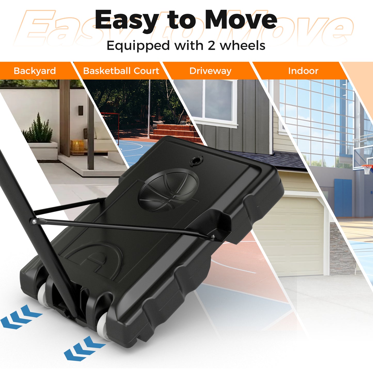 4.4-10 Feet Portable Basketball Hoop Adjustable with 2 Wheels and Fillable Base-Black Kids Crystal