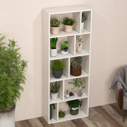66 Inch Tall 5 Tiers Wood Bookshelf with 10 Open Compartments-White