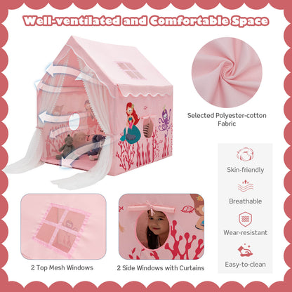 Large Kids Play Tent with Removable Cotton Mat-Pink