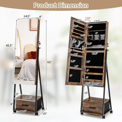 Jewelry Cabinet with Full Length Mirror-Brown