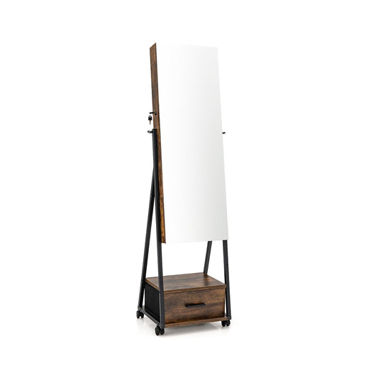 Jewelry Cabinet with Full Length Mirror-Brown Kids Crystal