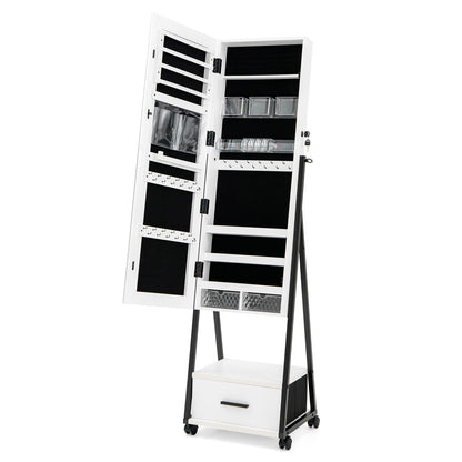 Jewelry Cabinet with Full-Length Mirror-White