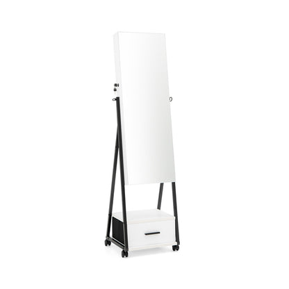 Jewelry Cabinet with Full-Length Mirror-White