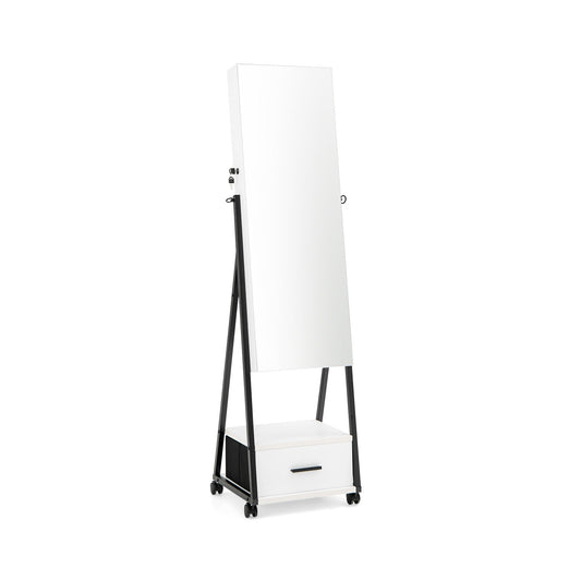 Jewelry Cabinet with Full-Length Mirror-White Kids Crystal