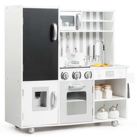 Wooden Pretend Play Kitchen Sets with Simulated Sound Kids Crystal