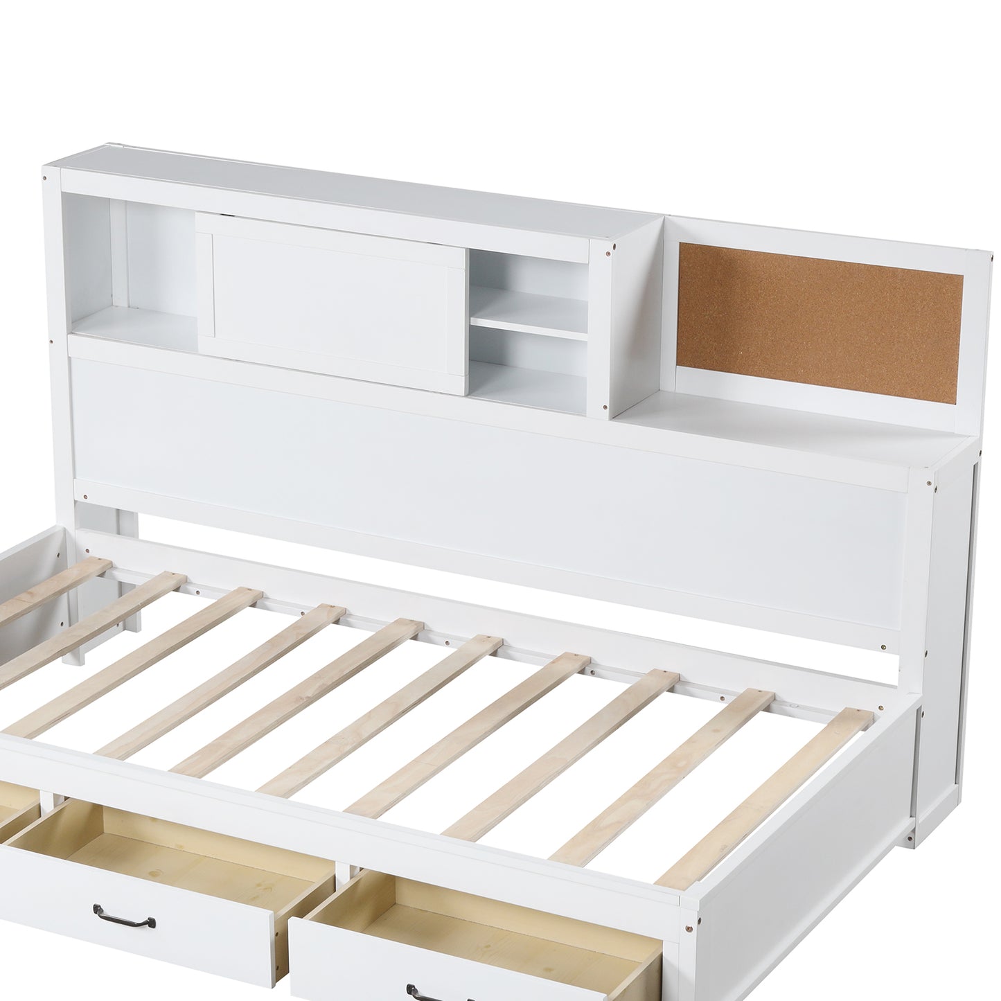 Twin/Full Size Wooden Daybed with 3 Drawers with Storage Shelves-Full Size Kids Crystal