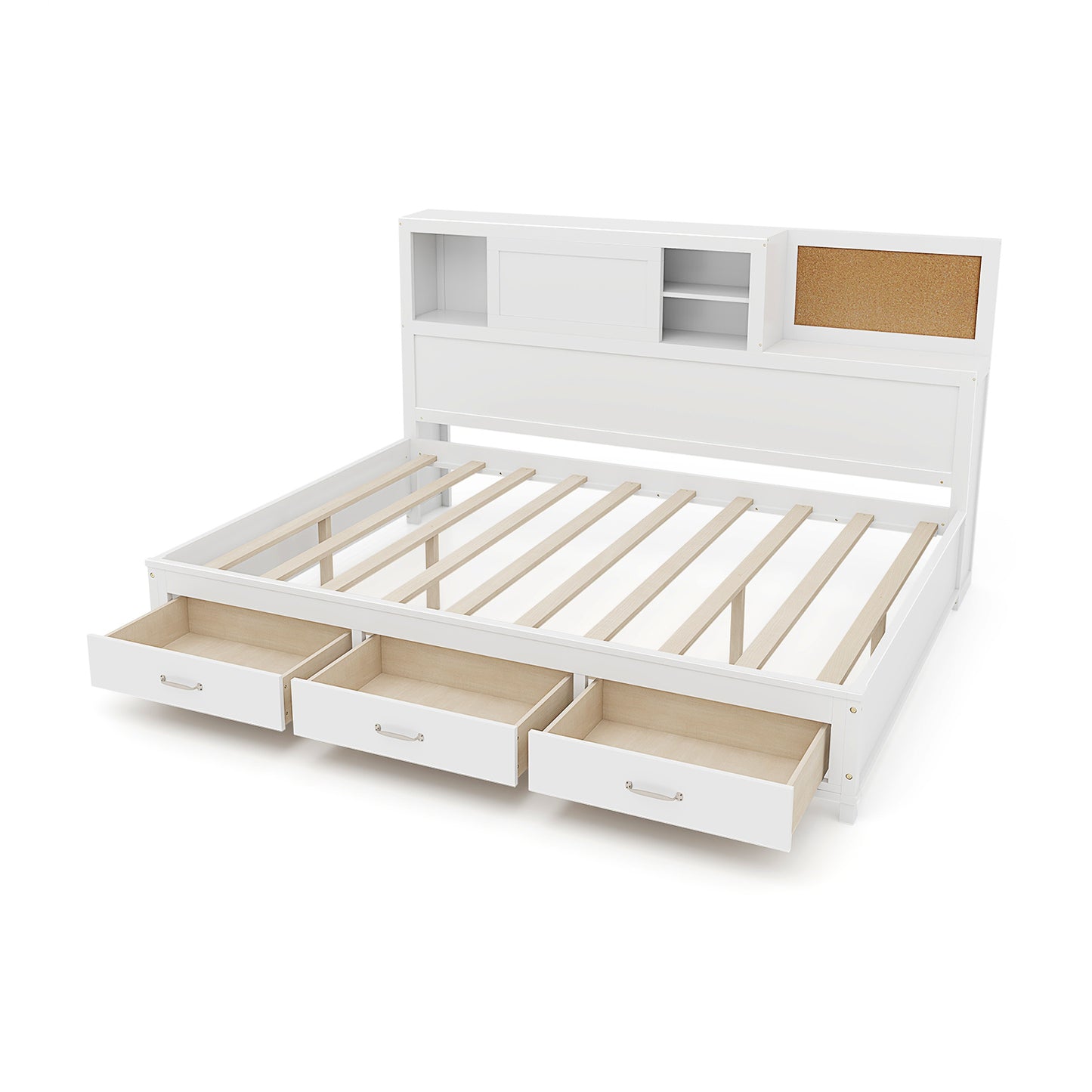 Twin/Full Size Wooden Daybed with 3 Drawers with Storage Shelves-Twin Size Kids Crystal