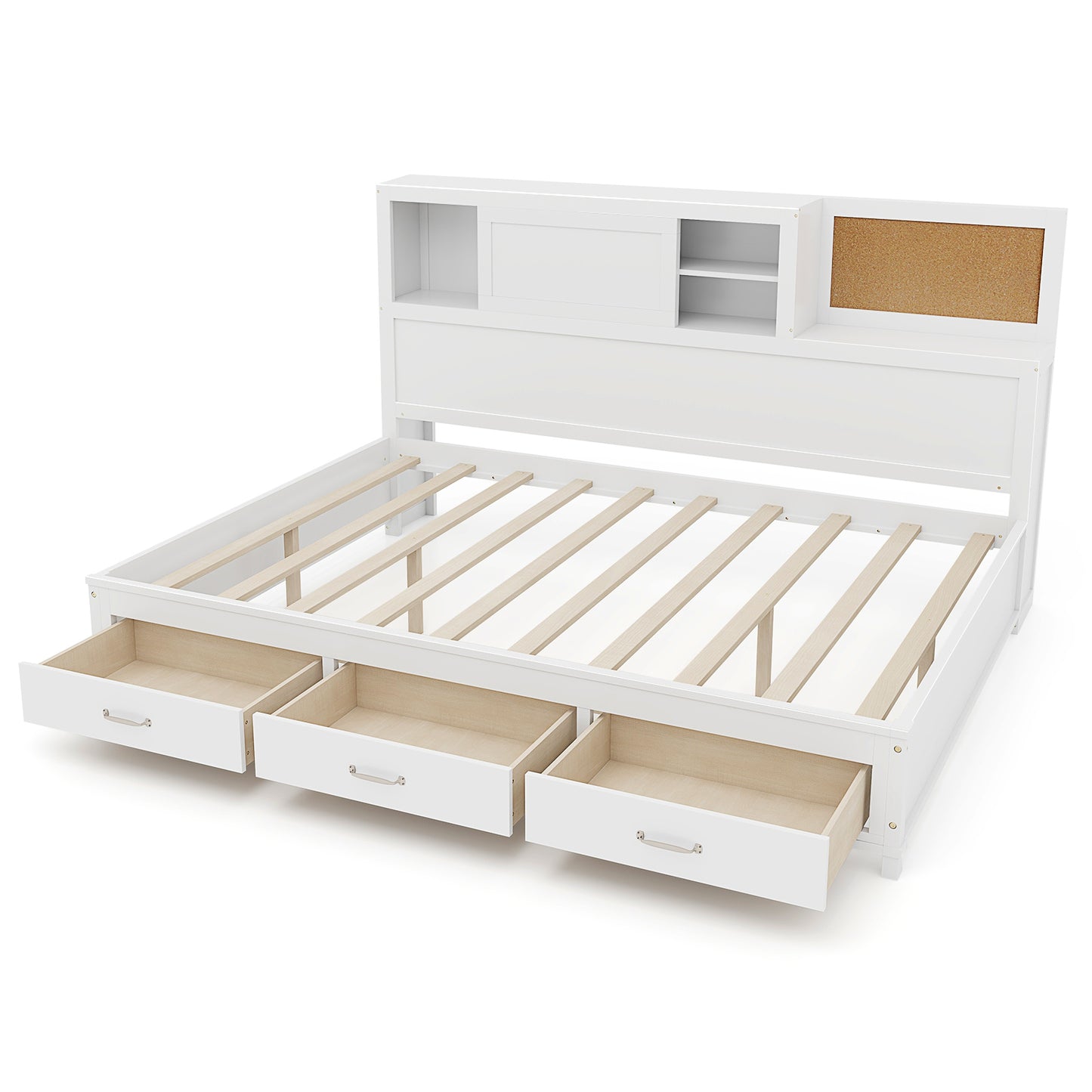 Twin/Full Size Wooden Daybed with 3 Drawers with Storage Shelves-Twin Size Kids Crystal
