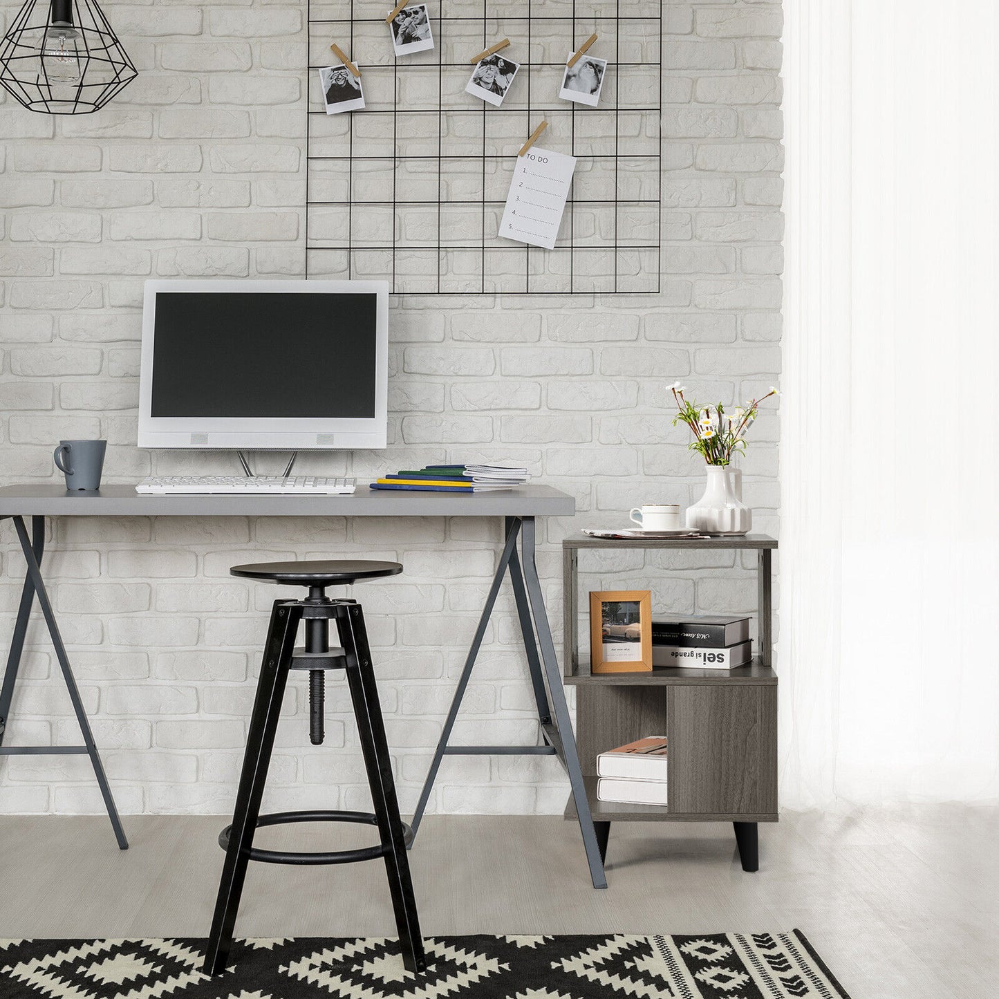 2 Pieces Wooden Modern Nightstand Set with Legs for Living Room Kids Crystal