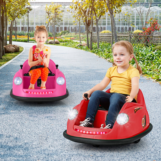 12V Electric Kids Ride on Bumper Car Battery Powered Bumping Car with Remote Control-Pink