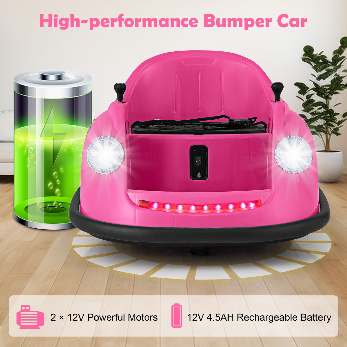 12V Electric Kids Ride on Bumper Car Battery Powered Bumping Car with Remote Control-Pink