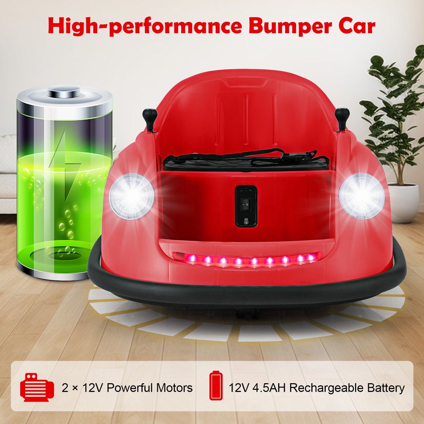 12V Electric Kids Ride on Bumper Car Battery Powered Bumping Car with Remote Control-Red