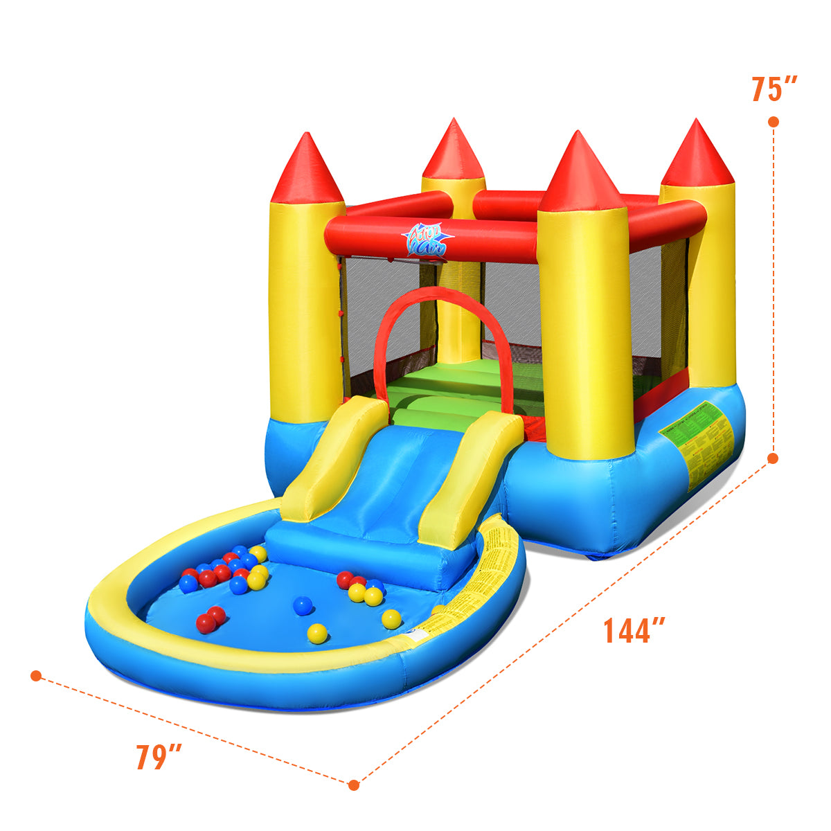 Inflatable Kids Slide Bounce House with 550w Blower Kids Crystal
