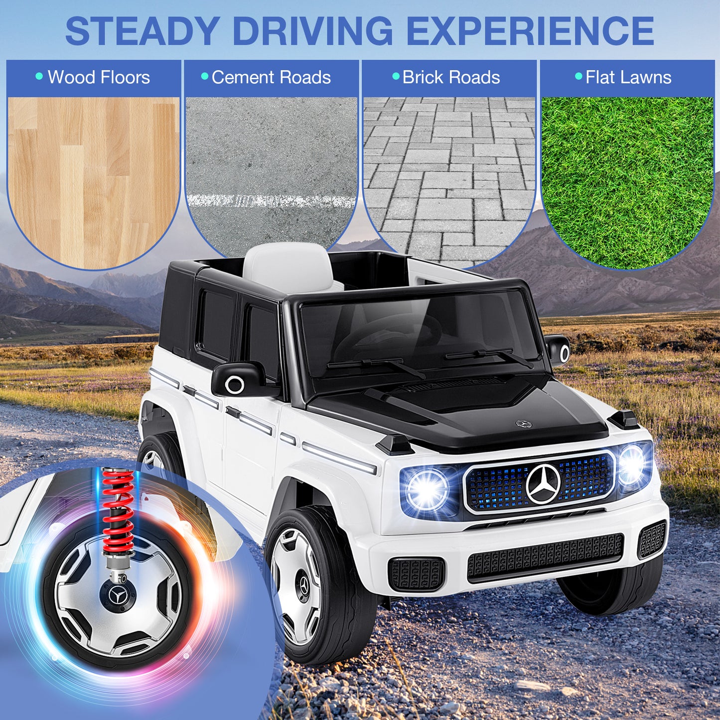 12V Licensed Mercedes-Benz EQG Kids Ride On Car with Remote Control-White