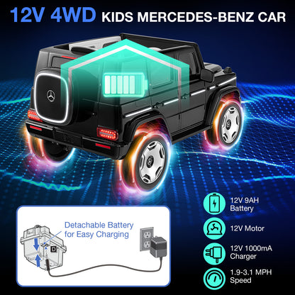 12V Licensed Mercedes-Benz EQG Kids Ride On Car with Remote Control-Black