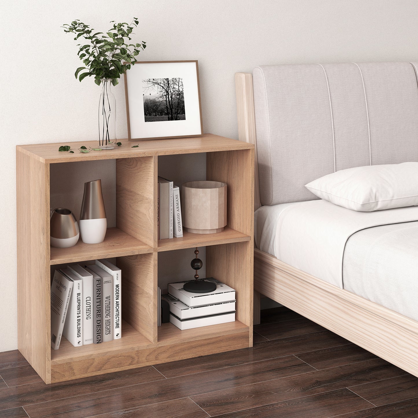 4-Cube Kids Bookcase with Open Shelves-Natural Kids Crystal
