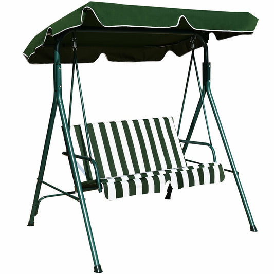 Loveseat Cushioned Patio Steel Frame Swing Glider -Green Kids Crystal