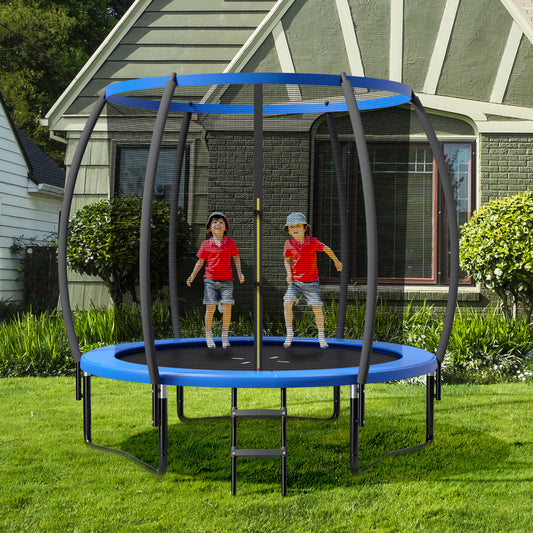 8 Feet ASTM Approved Recreational Trampoline with Ladder-Blue Kids Crystal