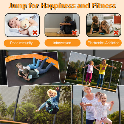 8 Feet ASTM Approved Recreational Trampoline with Ladder-Orange
