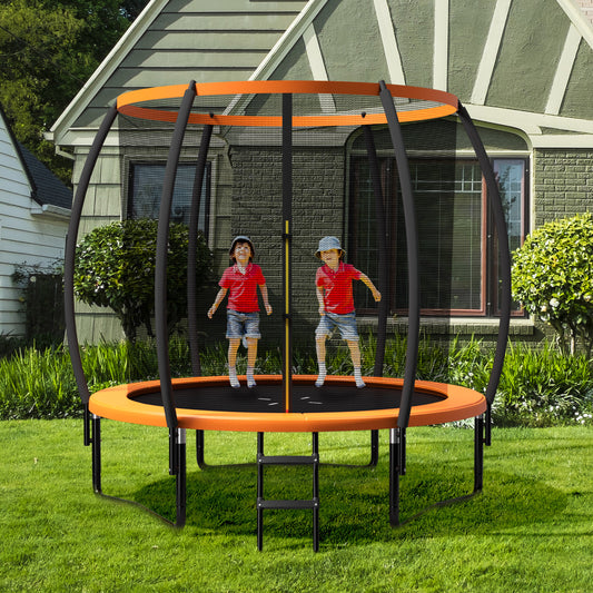 8 Feet ASTM Approved Recreational Trampoline with Ladder-Orange Kids Crystal
