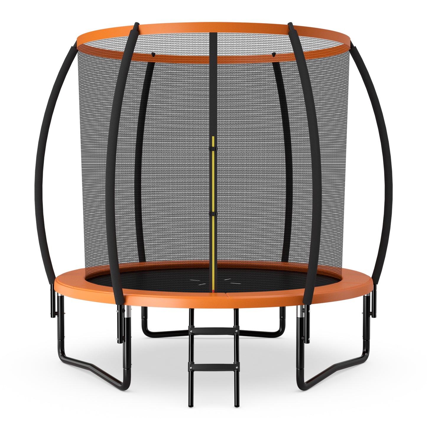 8 Feet ASTM Approved Recreational Trampoline with Ladder-Orange Kids Crystal