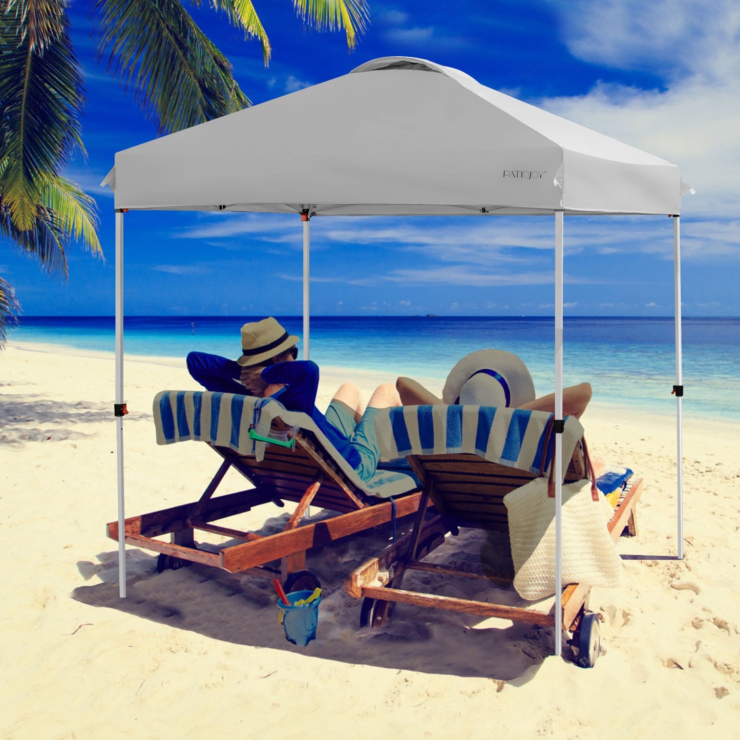 6.6 x 6.6 Feet Outdoor Pop-up Canopy Tent with Roller Bag-Gray Kids Crystal