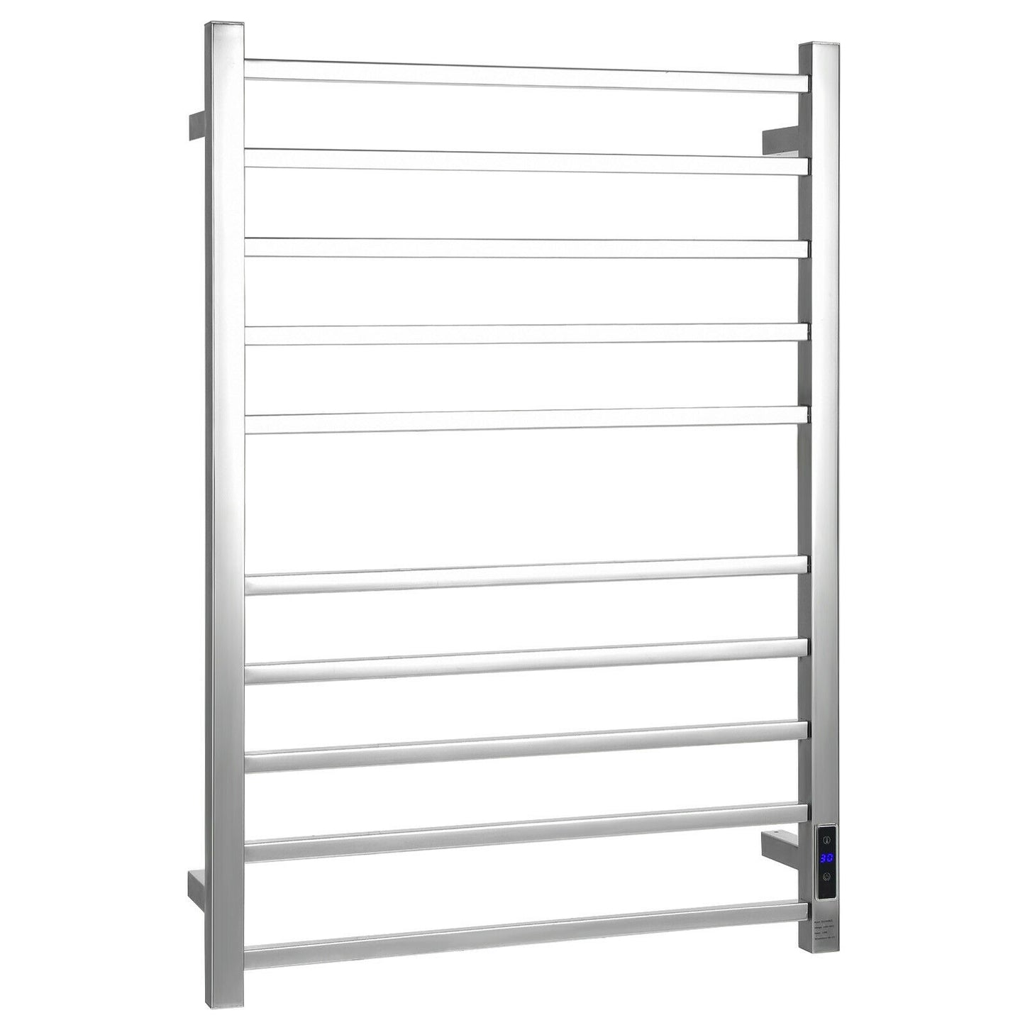 10 Bar Towel Warmer Wall Mounted Electric Heated Towel Rack with Built-in Timer-Silver Kids Crystal