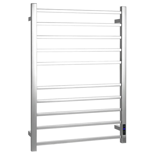 10 Bar Towel Warmer Wall Mounted Electric Heated Towel Rack with Built-in Timer-Silver