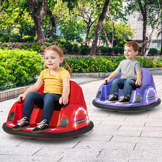 12V 360° Ride on Bumper Car for Toddlers with Remote Control-Purple