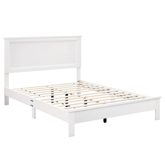 Full Size Platform Slat Bed Frame with High Headboard-White Kids Crystal