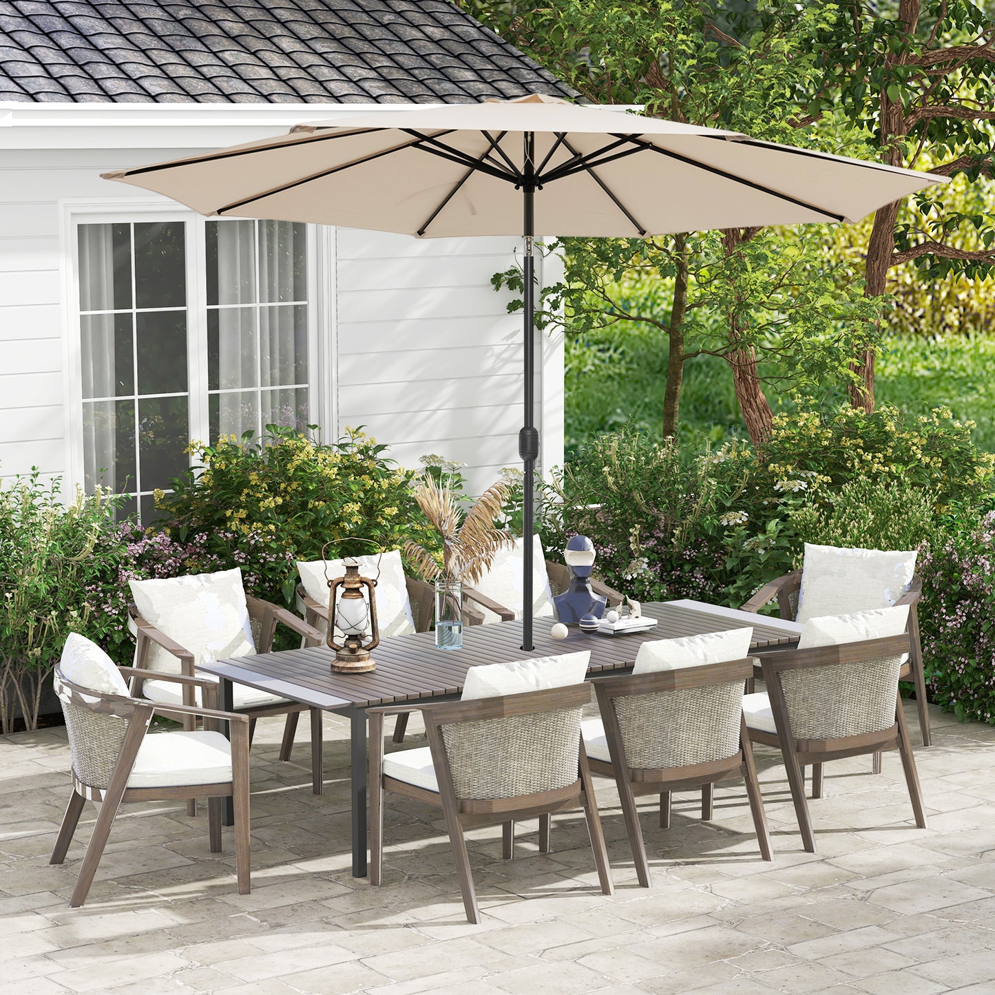 10 Feet Outdoor Patio Umbrella with Tilt Adjustment and Crank-Beige Kids Crystal