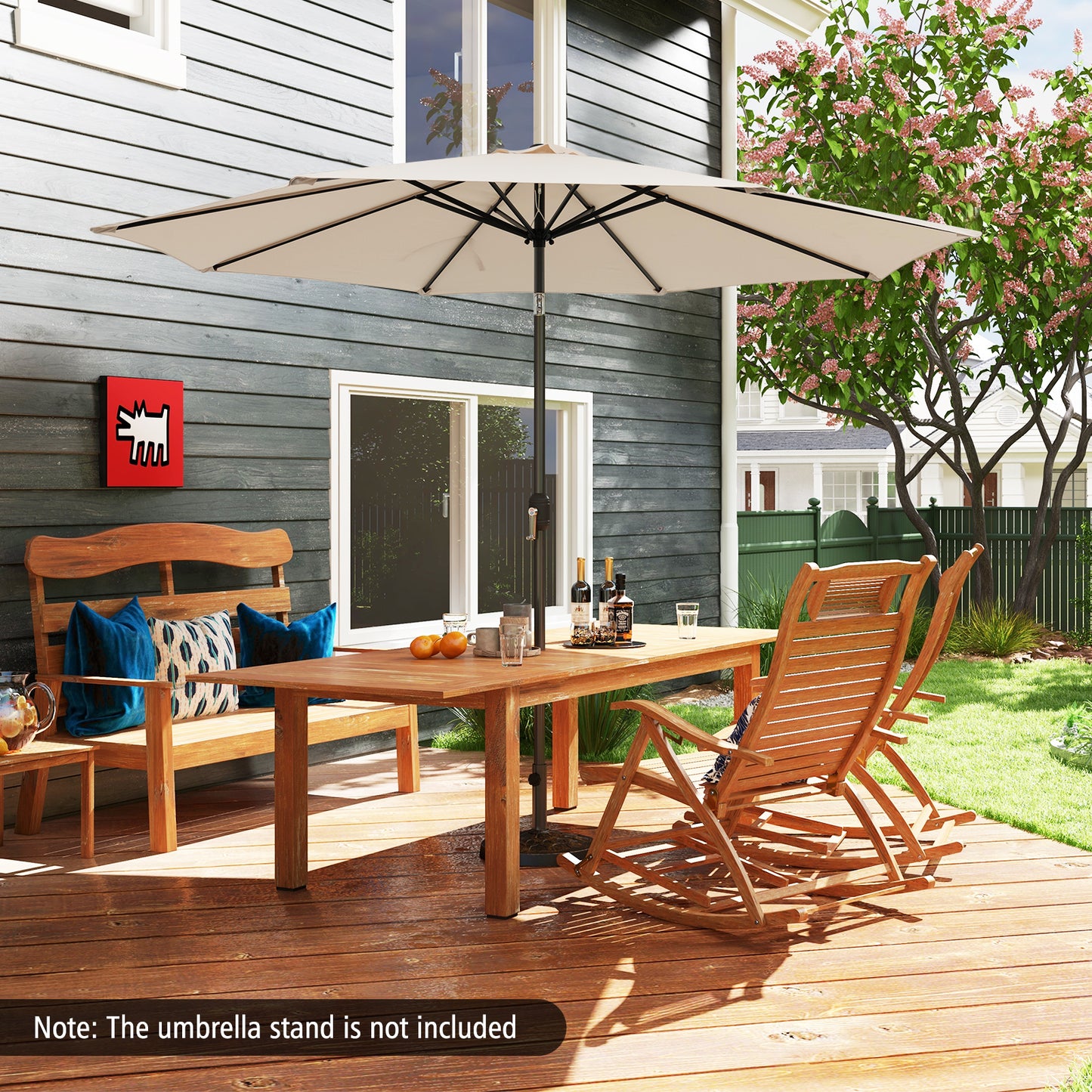 10 Feet Outdoor Patio Umbrella with Tilt Adjustment and Crank-Beige Kids Crystal