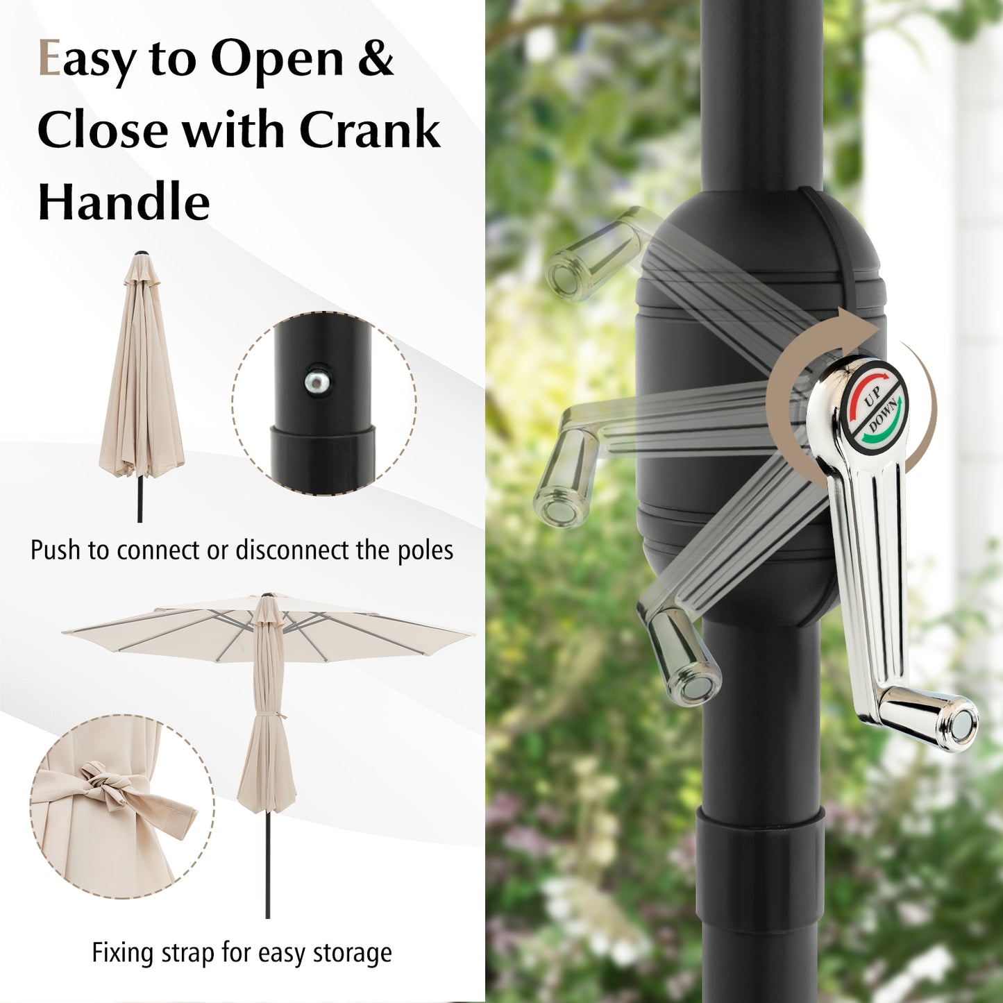 10 Feet Outdoor Patio Umbrella with Tilt Adjustment and Crank-Beige Kids Crystal