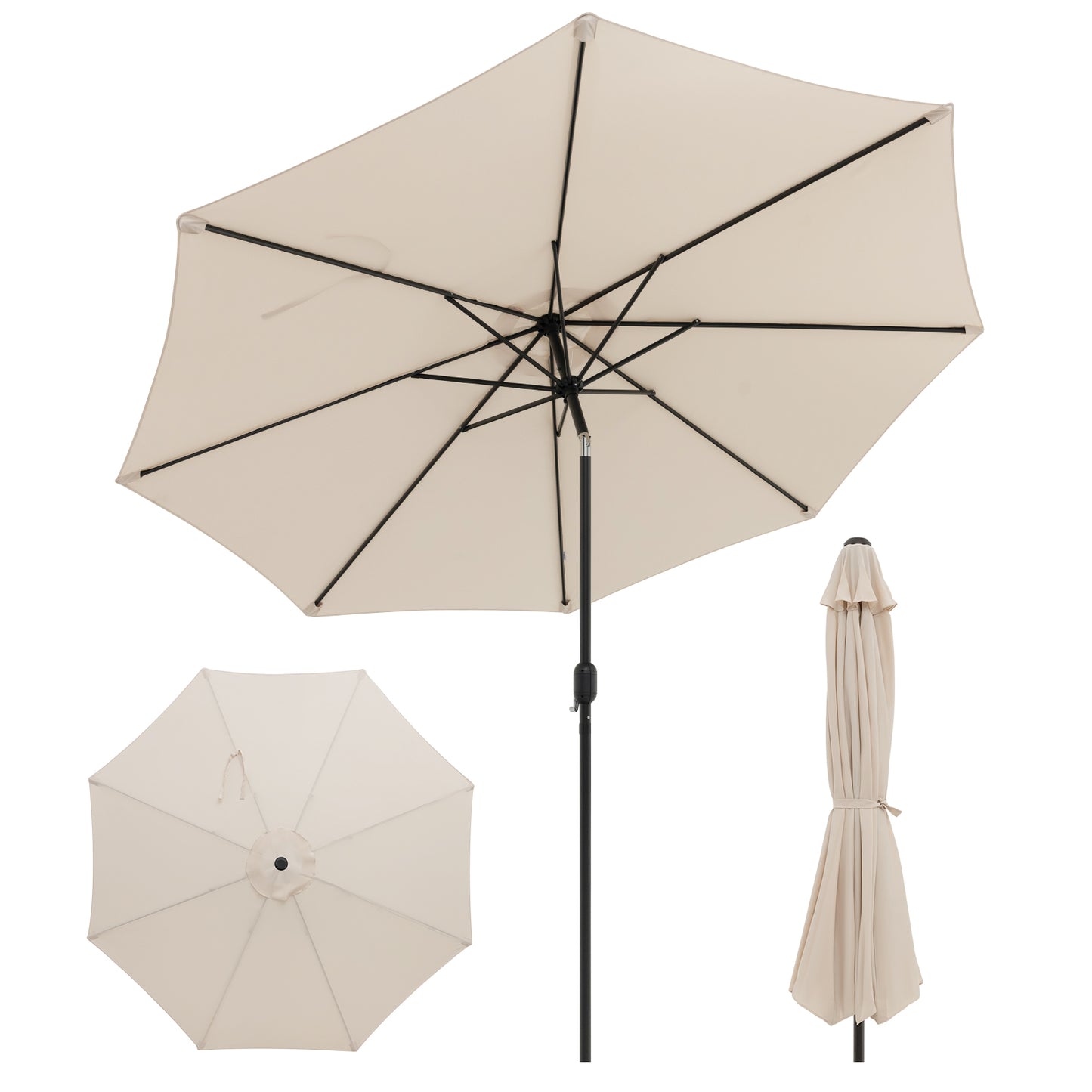 10 Feet Outdoor Patio Umbrella with Tilt Adjustment and Crank-Beige Kids Crystal