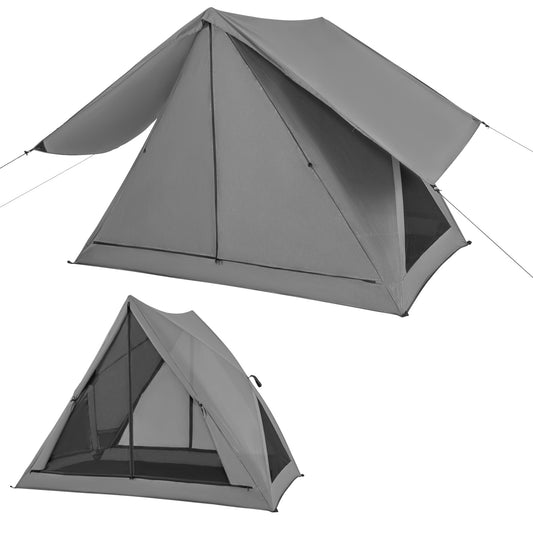Pop-up Camping Tent for 2-3 People with Carry Bag and Rainfly for Backpacking Hiking Trip-Gray Kids Crystal