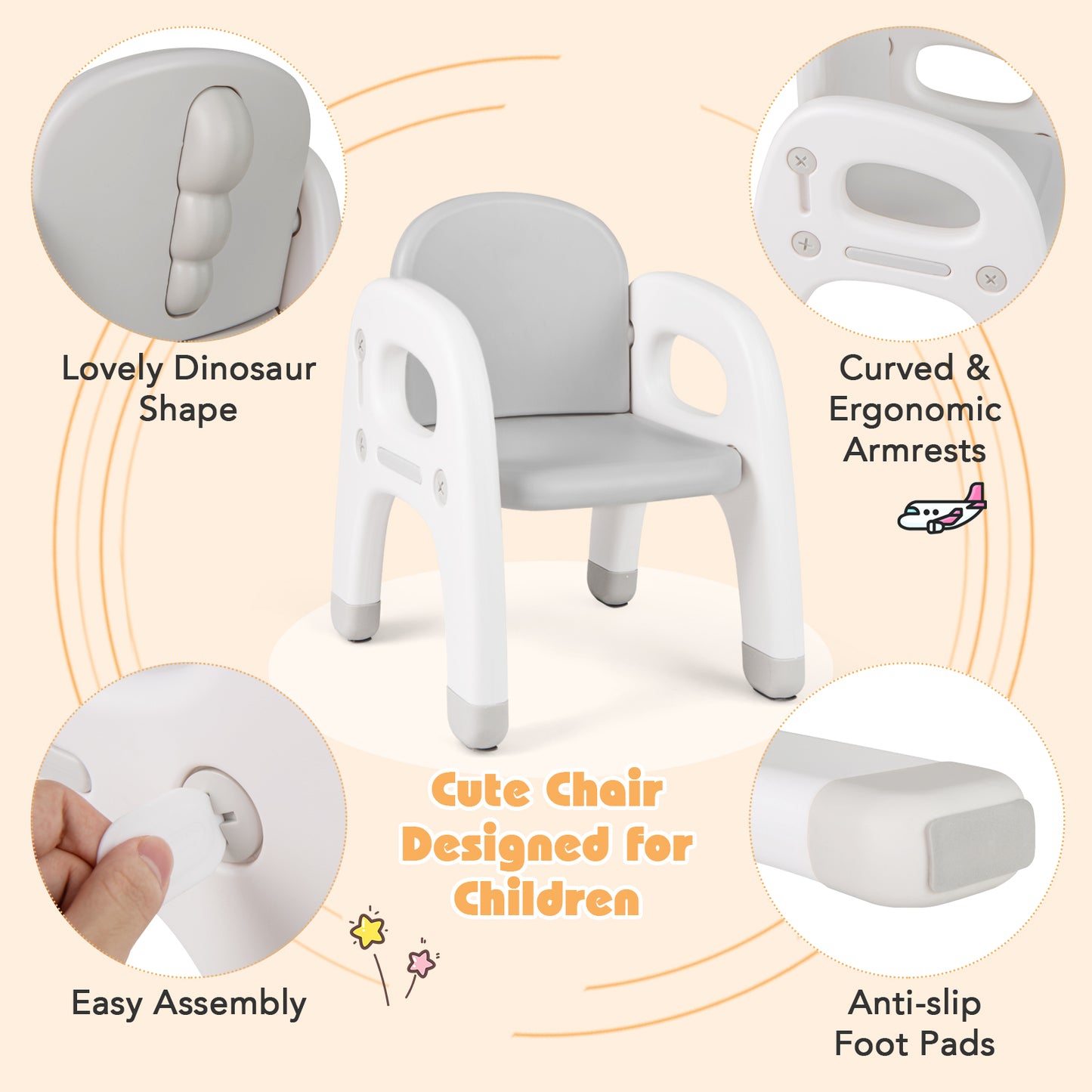 Kids Activity Table and Chair Set with Montessori Toys for Preschool and Kindergarten-Gray Kids Crystal
