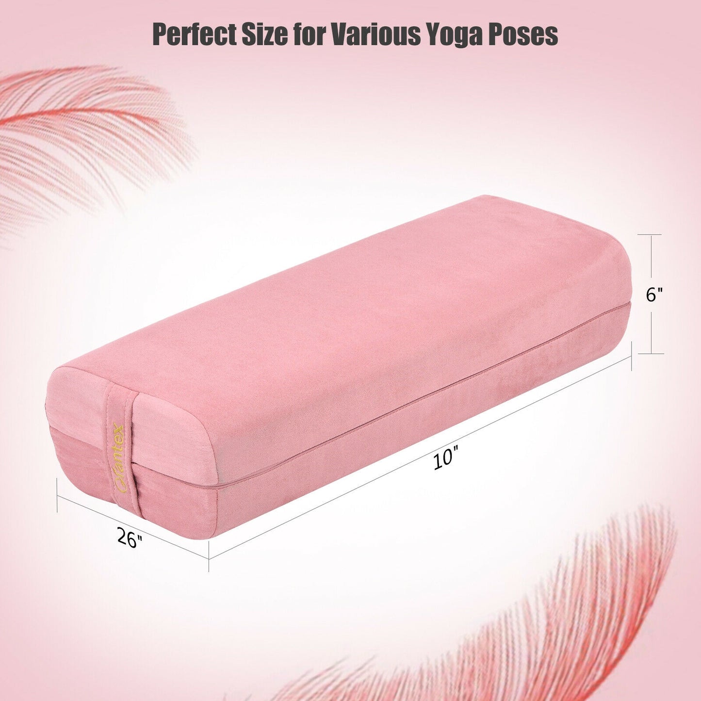 Yoga Bolster Pillow with Washable Cover and Carry Handle-Pink Kids Crystal